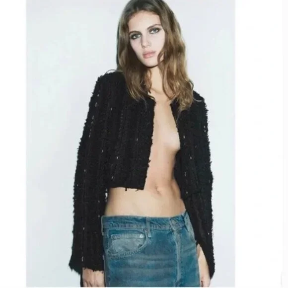 Zara Limited Edition Textured Cropped Jacket, NWT, M - Picture 1 of 16